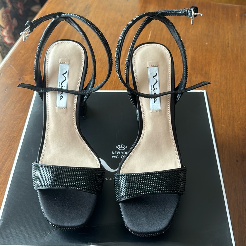 Nina black rhinestone heels NEVER WORN